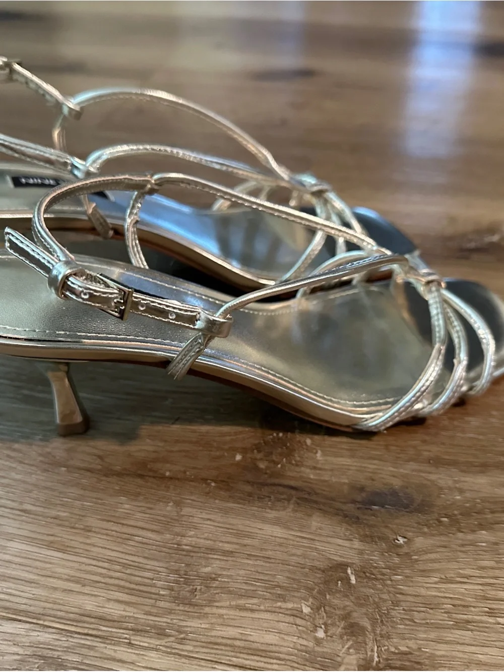 Nine West Rose Gold Strappy Knotted Slingback Heels
